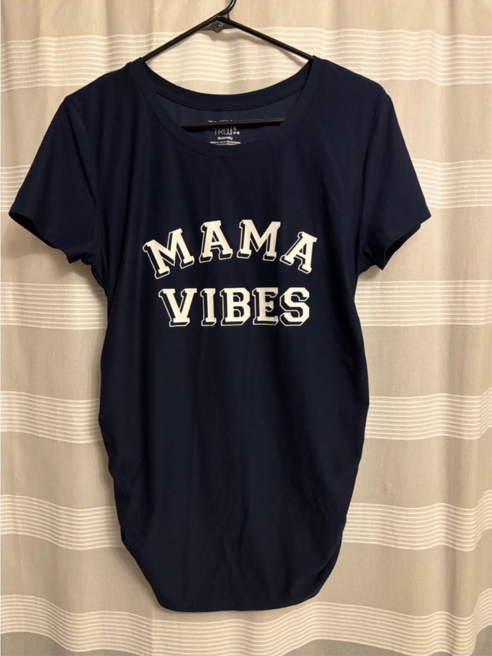 Mama Vibes Navy Graphic maternity shirt